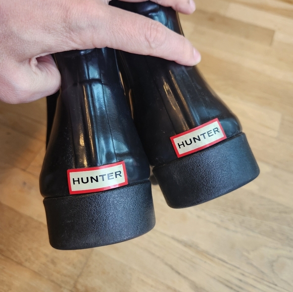 HUNTER Women's Refined Slim Fit Gloss Chelsea Boots Size 10 - Picture 6 of 7